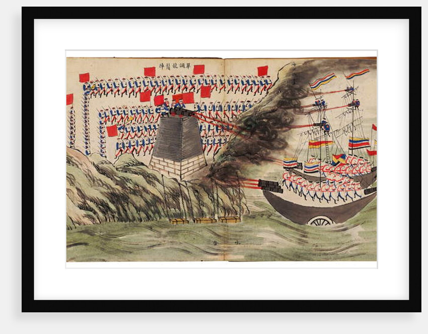 Naval battle scene at the Dagu or Taku Forts, Second Opium War, 1859 by School Chinese