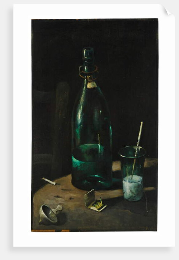 Still life with bottle and glass by John Decker