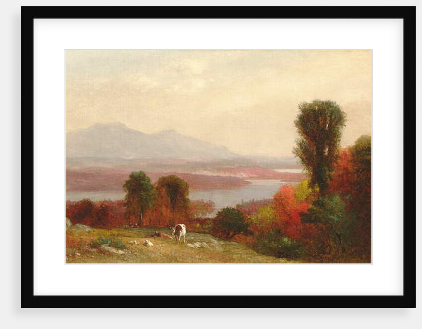 Cows and Sheep Grazing in an Autumn River Landscape by Homer Dodge Martin