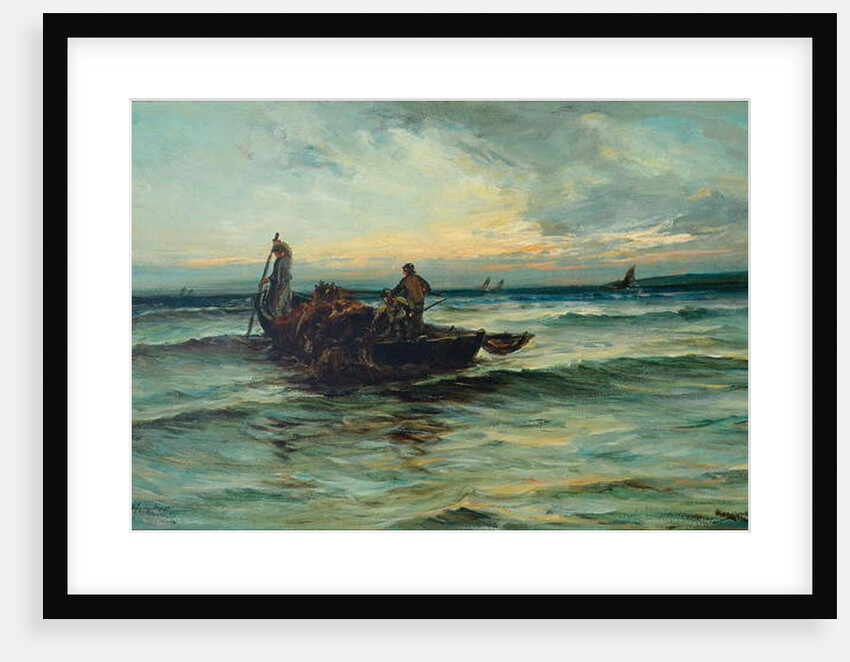 Hauling in the nets at sunset by Colin Hunter