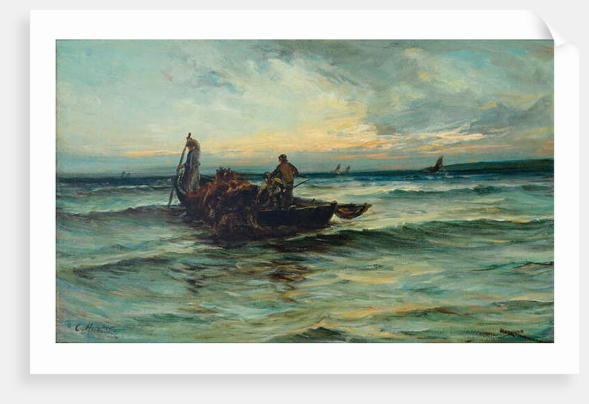 Hauling in the nets at sunset by Colin Hunter