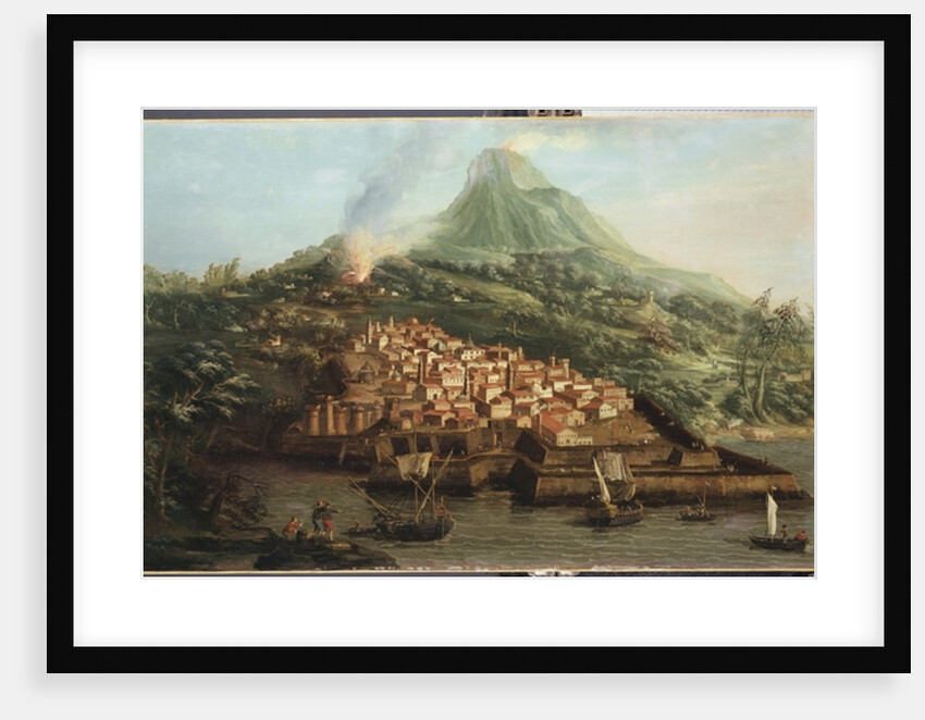 A volcanic island with a harbour and shipping by & Guerra G. Canaletto