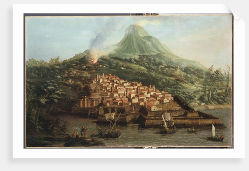A volcanic island with a harbour and shipping by & Guerra G. Canaletto