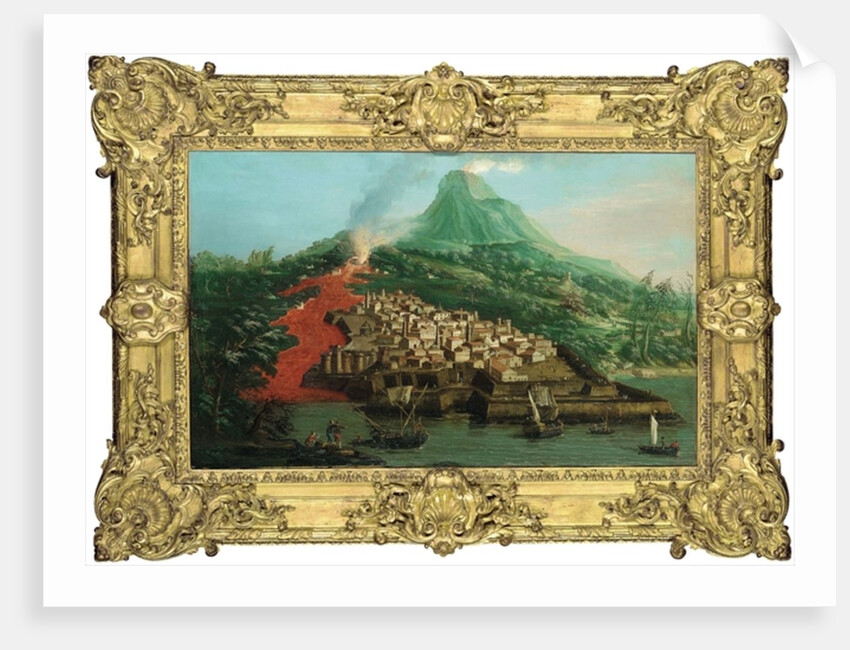 A volcanic island with a harbour and shipping by & Guerra G. Canaletto