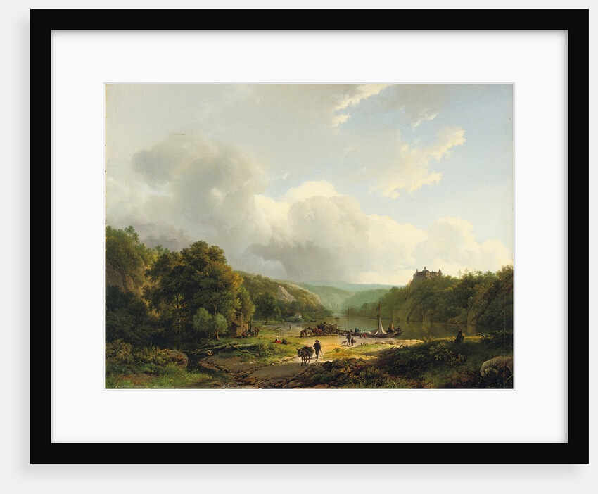 Unloading the barge in an undulating landscape, 1831 by Barend Cornelis Koekkoek