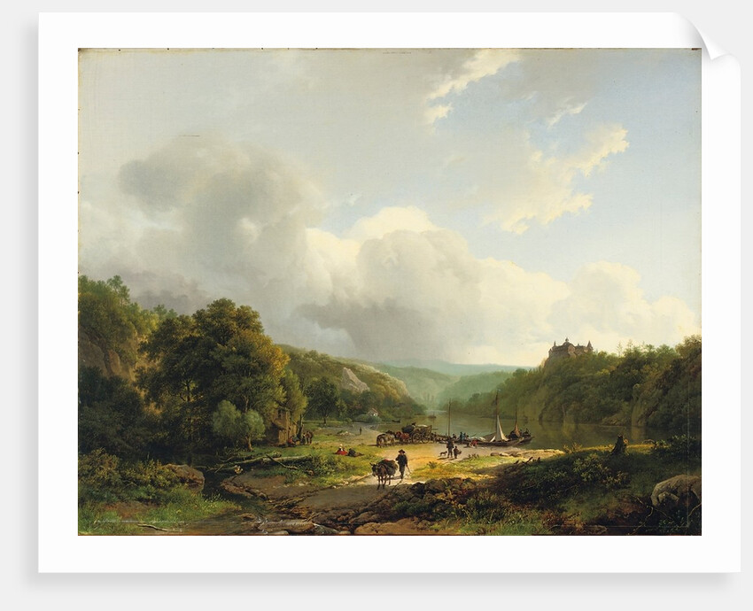 Unloading the barge in an undulating landscape, 1831 by Barend Cornelis Koekkoek