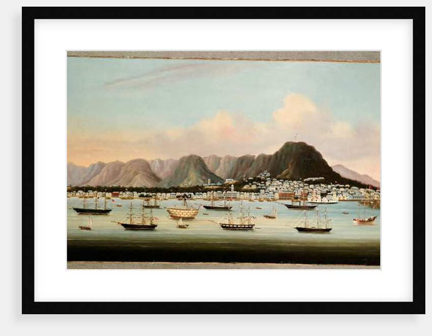 A View of Victoria, Hong Kong, with the Hulk H.M.S Princess Charlotte and American, British and French Shipping, c.1862 by School Chinese