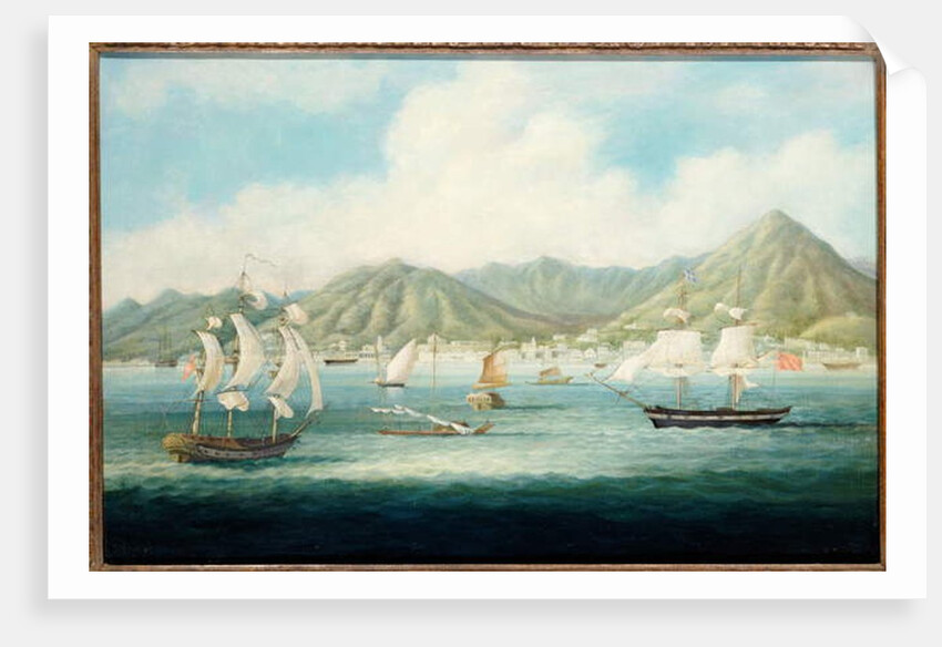 A View of Victoria, Hong Kong with British Ships and other Vessels, c.1850 by School Chinese