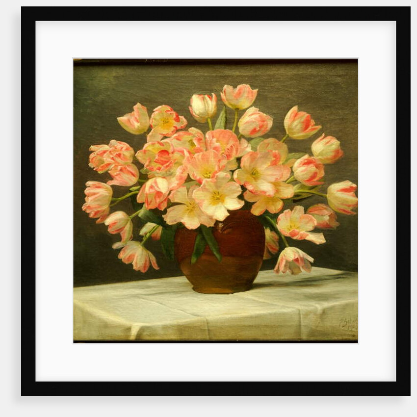 Tulips in a Vase on a Draped Table, 1915 by Peter Johan Schou