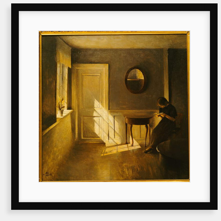 A Girl Reading in an Interior by Peter Vilhelm Ilsted