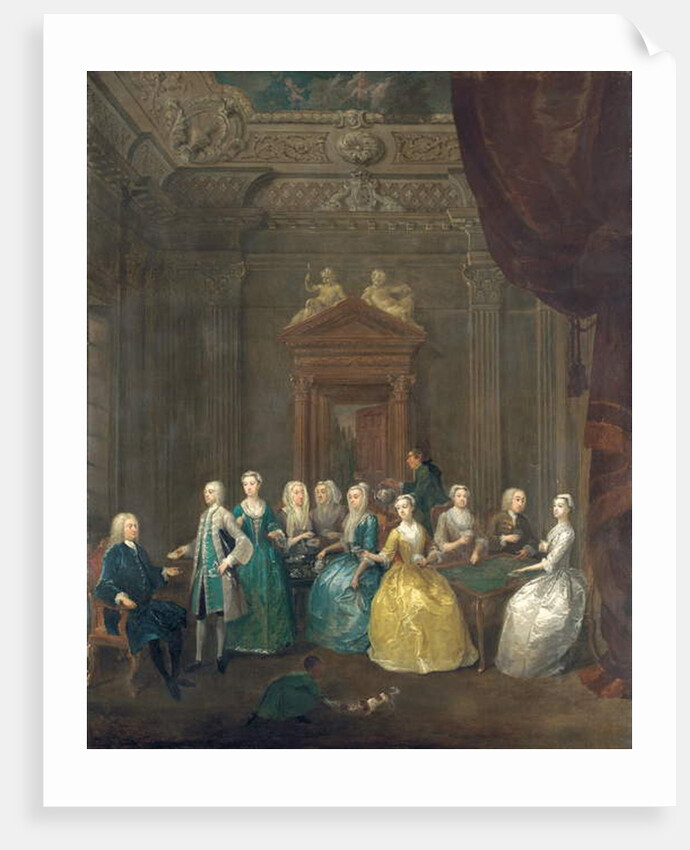 Portrait of the Porten family taking tea in a lavish interior by Gawen Hamilton