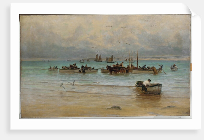 Loading Fish at Low Tide, St. Ives by William Banks Fortescue