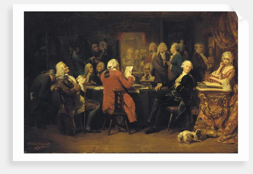 Voltaire at the reading room at Procope by Claude Jacquand