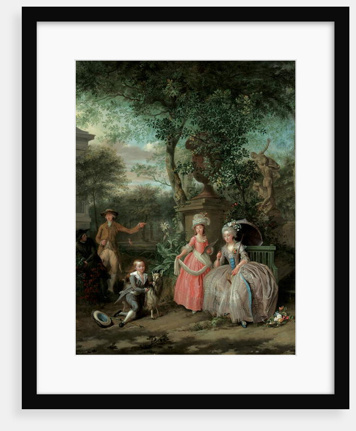 A group portrait of a family in an ornamental garden, 1791 by Nicolaas or Nicolaes Muys
