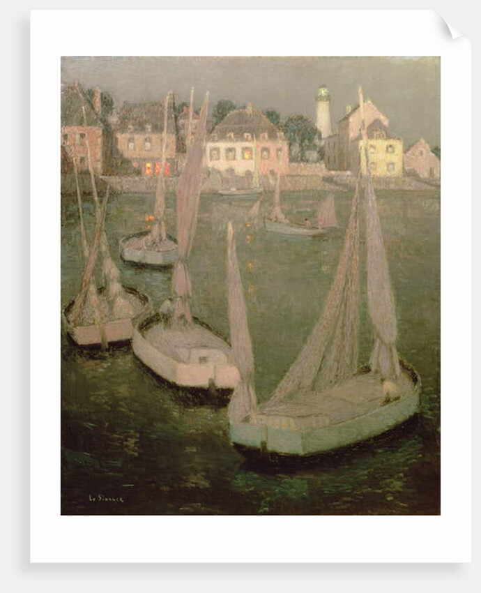 Brittany Port by Moonlight by Henri Eugene Augustin Le Sidaner