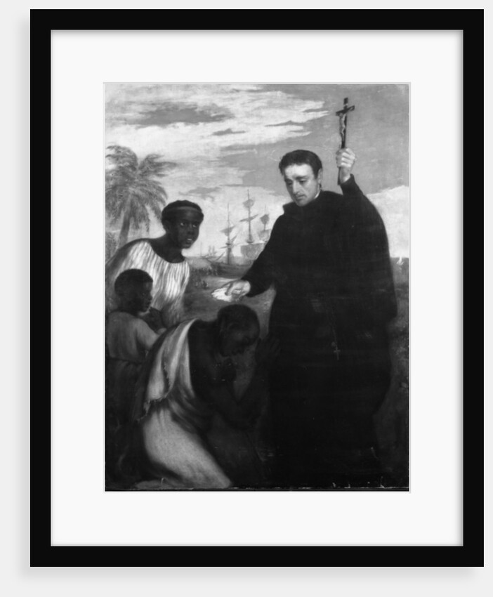 A Jesuit Missionary, perhaps Manuel de Nobrega or Peter Claver, Baptizing Blacks by Spanish School