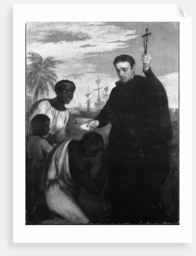 A Jesuit Missionary, perhaps Manuel de Nobrega or Peter Claver, Baptizing Blacks by Spanish School