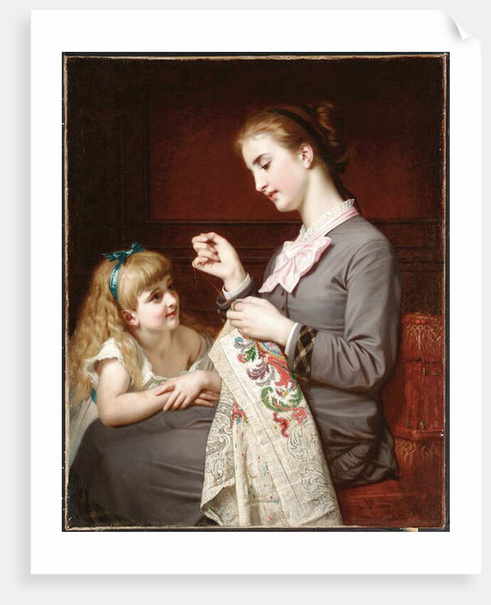 The Embroidery Lesson by Hugues Merle
