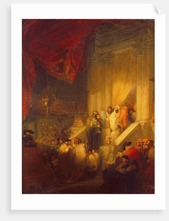 Reading of the law in a Synagogue by Solomon Alexander Hart