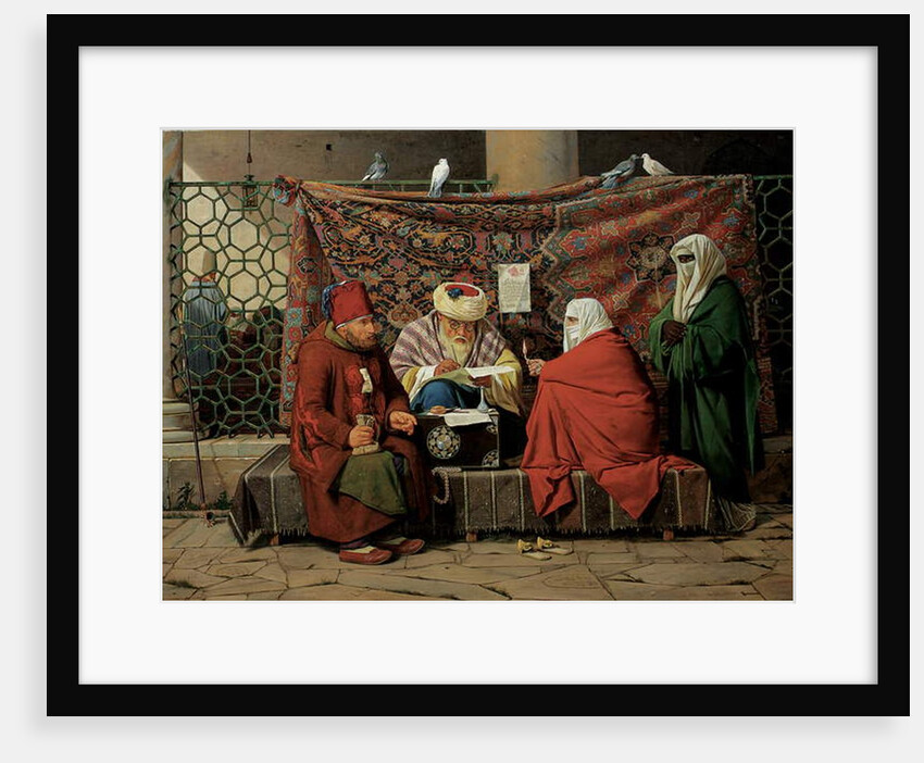 A Turkish Notary Drawing up a Marriage Contract in front of the Kilic Ali Pasha Mosque, Tophane, Cinstantinople, 1837 by Martinus Rorbye
