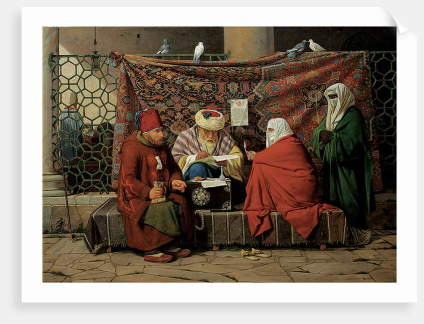 A Turkish Notary Drawing up a Marriage Contract in front of the Kilic Ali Pasha Mosque, Tophane, Cinstantinople, 1837 by Martinus Rorbye