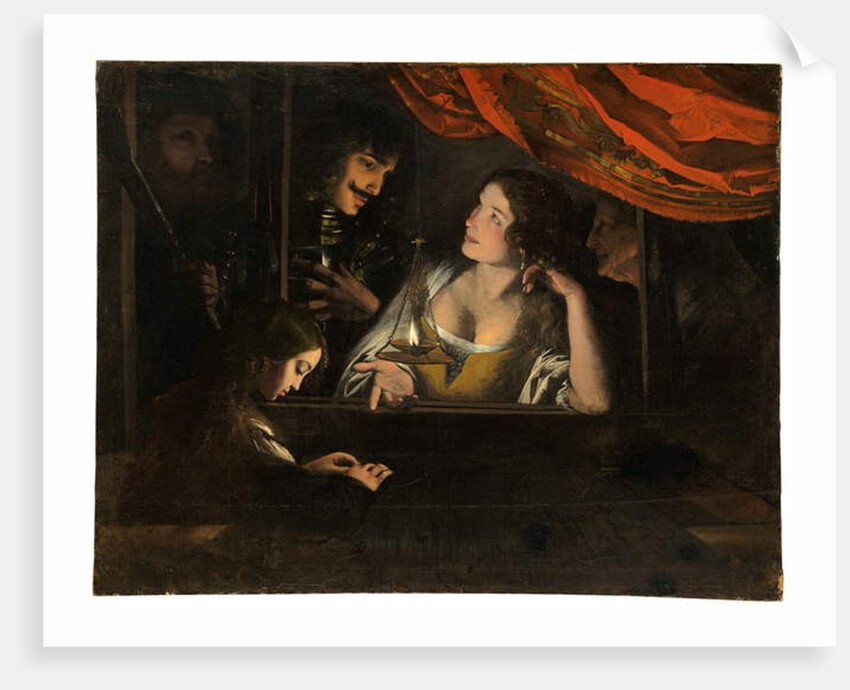 Figures in an interior around a lantern by Pietro Paolini