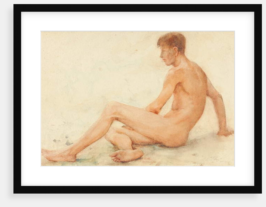 Study of a male nude, seated, turning away to the right by Henry Scott Tuke