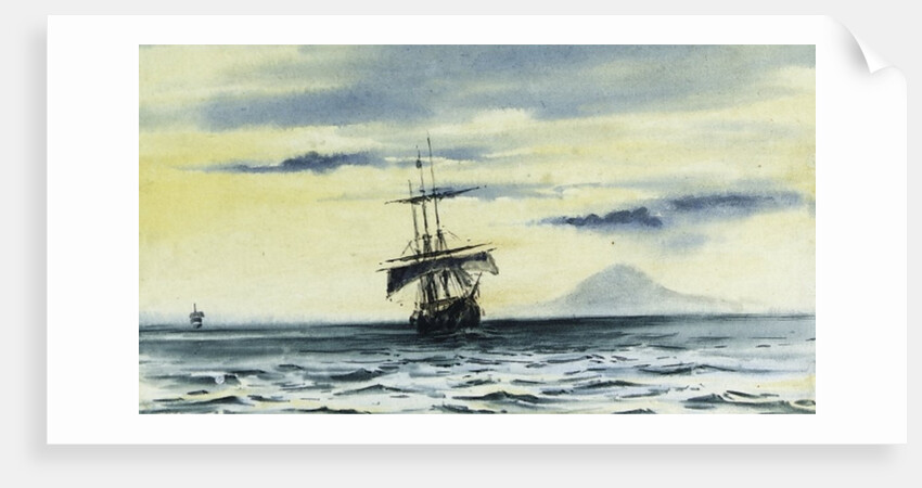 The last sight of Mount Discovery: SS. 'Morning' and 'Terra Nova' following the 'Discovery' out of McMurdo Strait, Feb.19.04 Midnight, 1904 by Edward Adrian Wilson