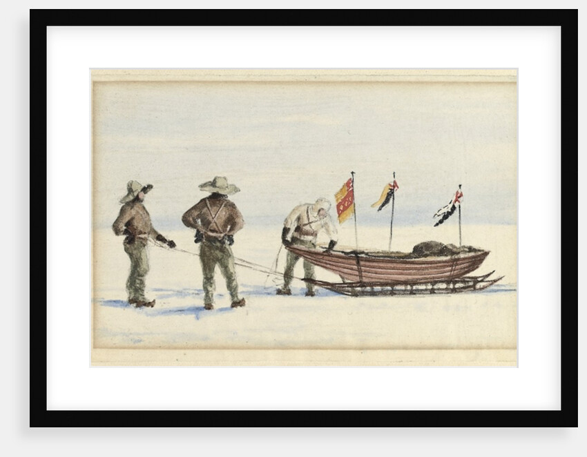 The sledge party to White Island, February 1902: Shackleton, Wilson and Ferrar preparing to set out, 1902 by Edward Adrian Wilson
