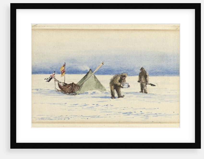 The sledge party to White Island, February 1902: Shackleton and Wilson making camp, 1902 by Edward Adrian Wilson