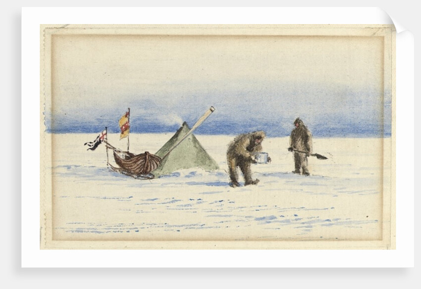 The sledge party to White Island, February 1902: Shackleton and Wilson making camp, 1902 by Edward Adrian Wilson