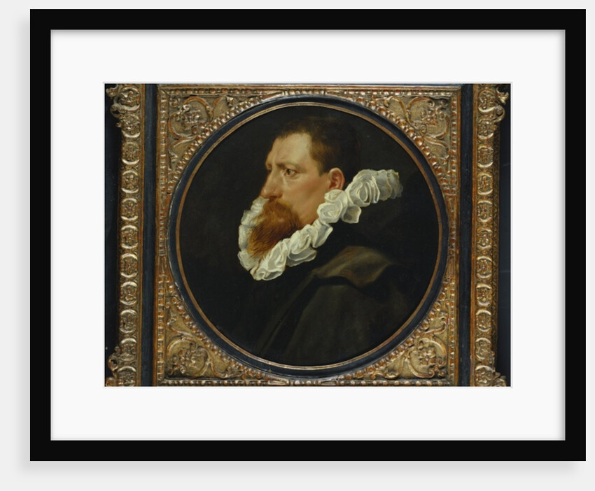 Portrait of a gentleman, small bust length, wearing a white ruff and grey cloak by Peter Paul Rubens