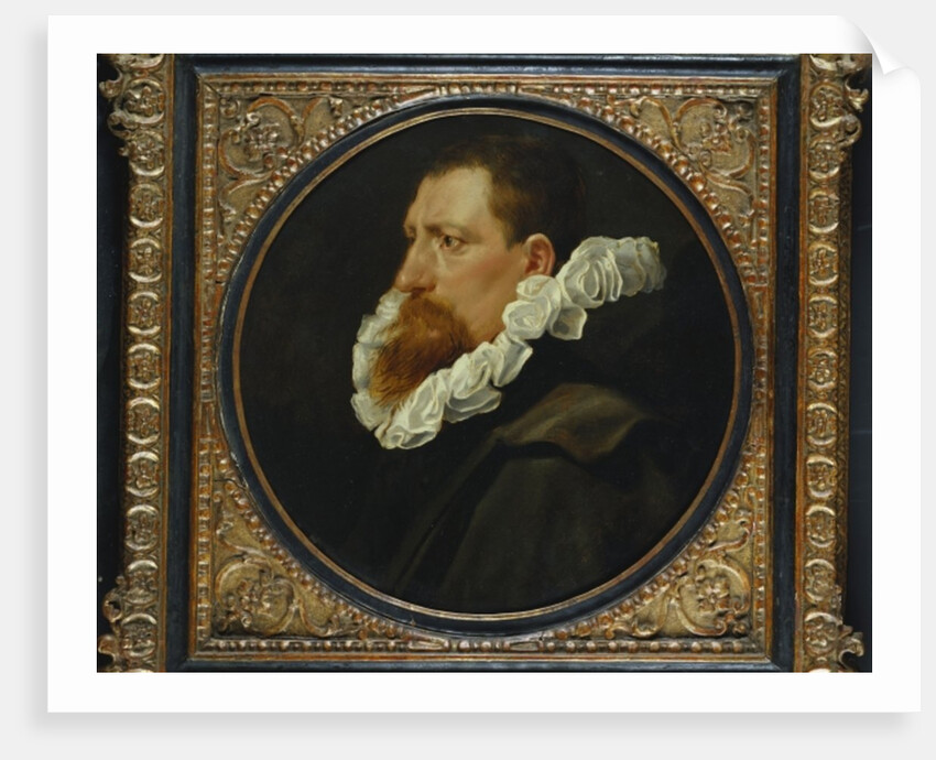 Portrait of a gentleman, small bust length, wearing a white ruff and grey cloak by Peter Paul Rubens