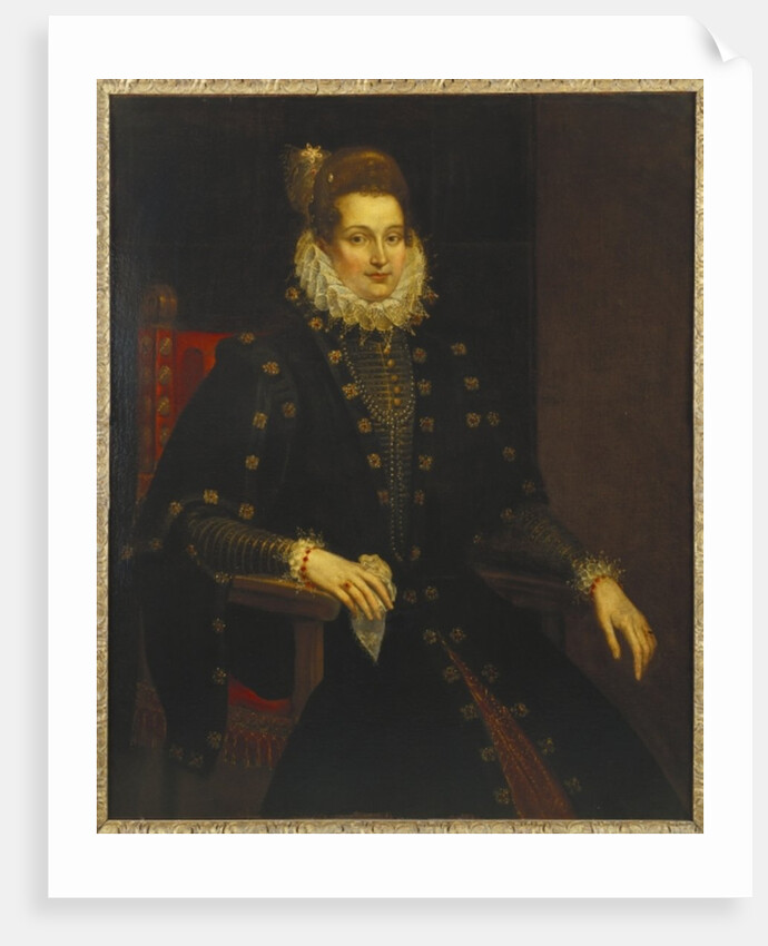 Portrait of a lady seated three-quarter length in a black dress with a ruff by Peter Paul Rubens