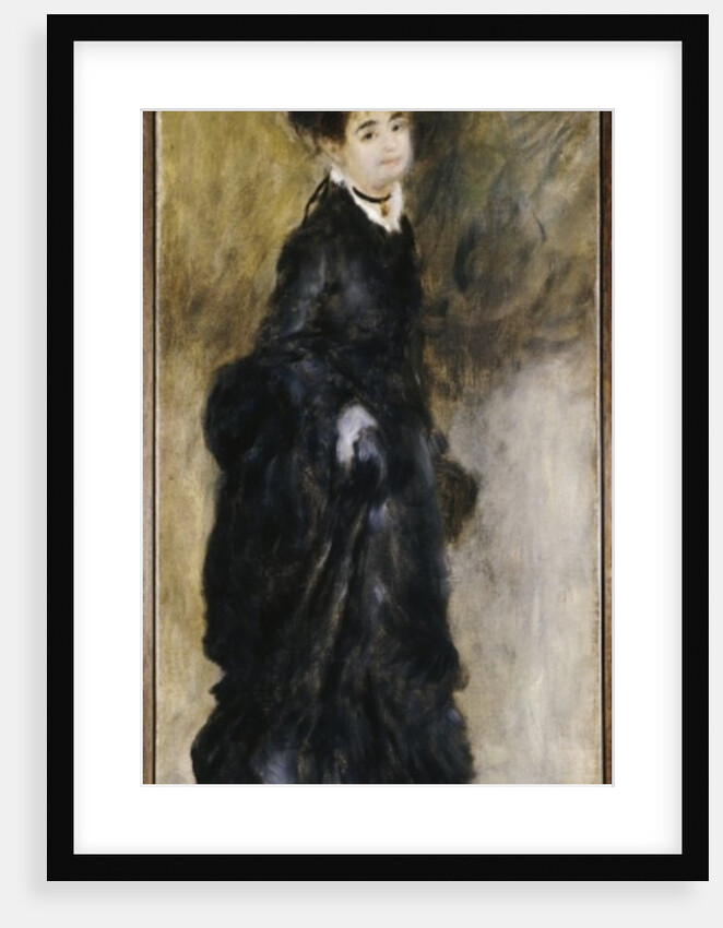 A young woman, full length, holding up her skirt, 1877 by Pierre Auguste Renoir