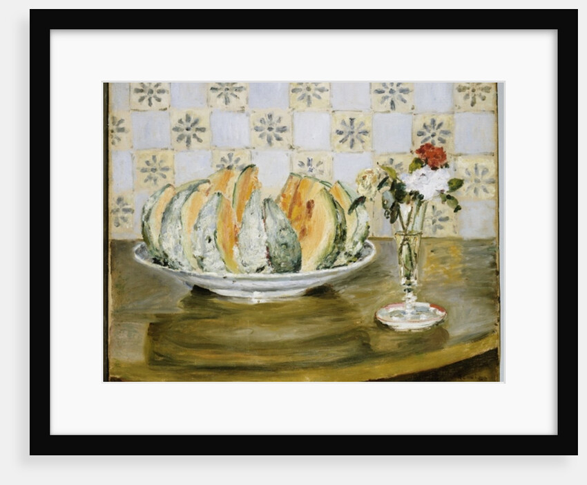 Still life of a melon and a vase of flowers, c.1872 by Pierre Auguste Renoir