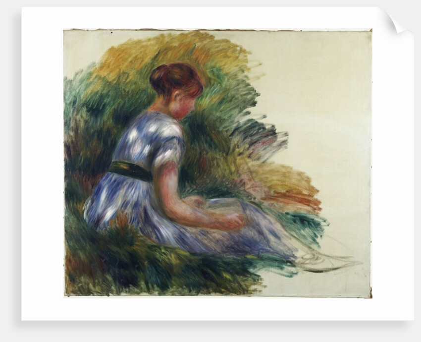 Alice Gamby in the Garden, Young Girl Sitting in the Grass, 1891 by Pierre Auguste Renoir