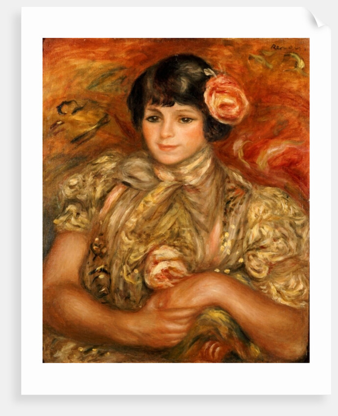 Girl with a Rose by Pierre Auguste Renoir