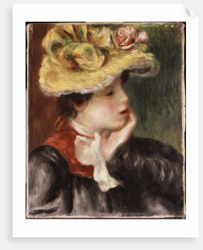 Head of a Girl with a Yellow Hat by Pierre Auguste Renoir