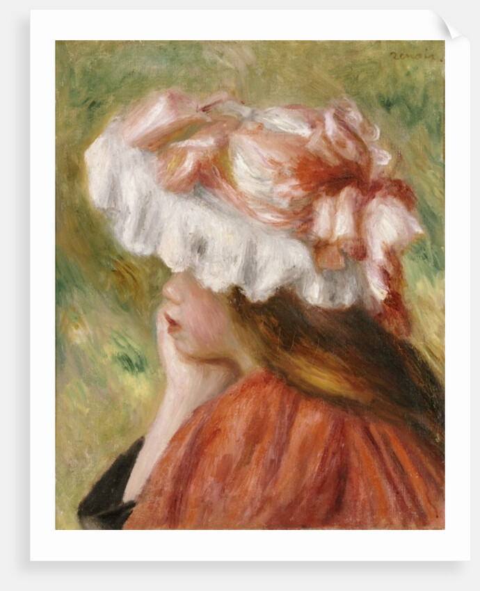 Head of a Young Girl in a Red Hat by Pierre Auguste Renoir