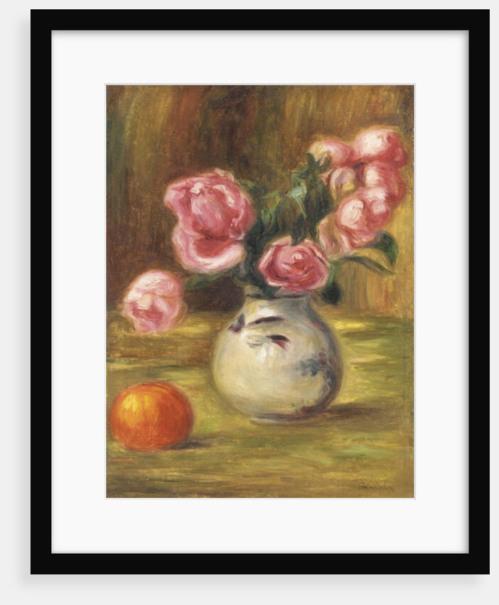 Vase of Roses and an Orange, 1910 by Pierre Auguste Renoir