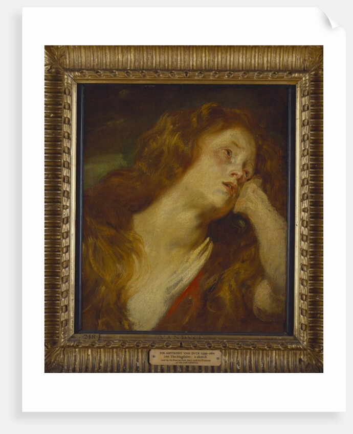 A young woman, bust length, resting her head on her hand by Anthony van Dyck