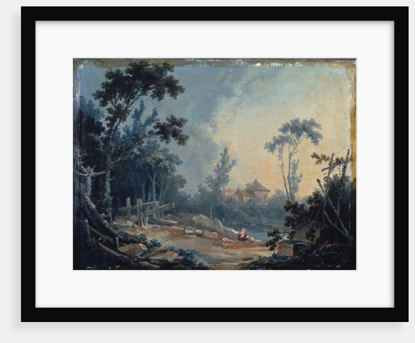 A Wooded Landscape with Buildings in the Distance by Francois Boucher