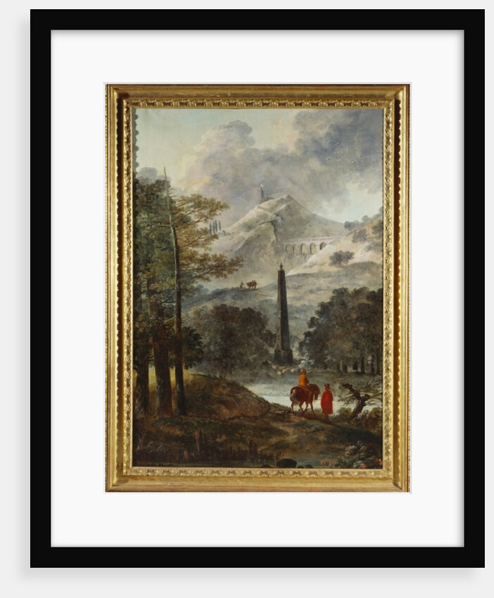 A Mountainous Landscape with an Obelisk by Hubert Robert