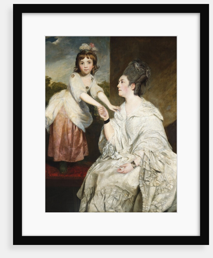 Portrait of Mrs. Sarah Otway, in white costume with her daughter Jane before a window by Joshua Reynolds
