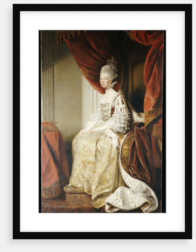 Portrait of Queen Charlotte, full length, seated in robes of state by Joshua Reynolds
