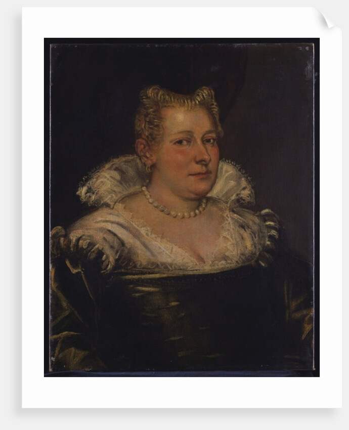 Portrait of a lady, bust length in a green dress with a white collar by Jacopo Robusti (circle of) Tintoretto