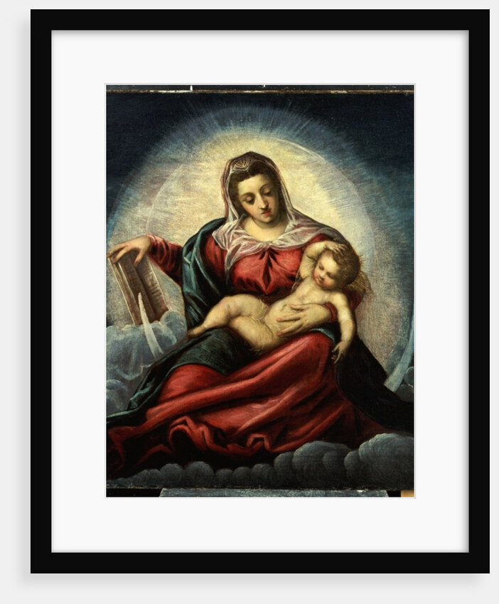 The Madonna and Child in a mandorla on a crescent moon and clouds, with the book of wisdom by Jacopo Robusti Tintoretto