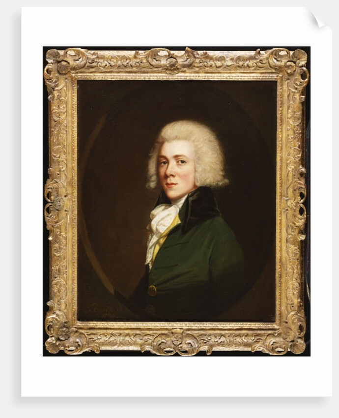 Portrait of Reginald Pearch, half length, in a green jacket and white stock, 1788 by Thomas Beach