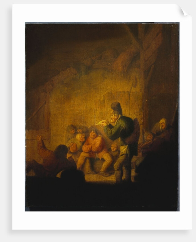 A Barn Interior with a Jester Regaling his Companions, c.1632 by Adriaen Jansz. van Ostade